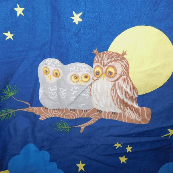 IKEA Vandring Uggla Twin Duvet Cover & Pillowcase Blue Moon Owls Clouds Spider - Picture 9 of 10